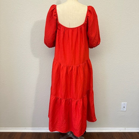 SOLID & STRIPED The Peasant Midi Dress in Candy Red - Picture 11 of 14